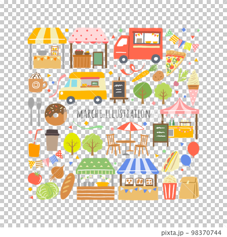 マルシェのイメージイラスト　セット 98370744