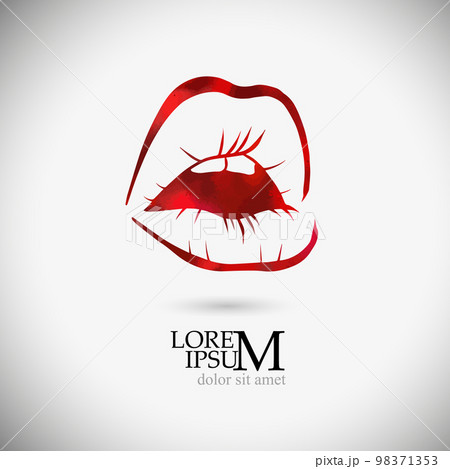 Logo red female lips. Vector illustration 98371353
