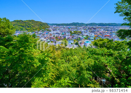 神奈川県鎌倉市長谷寺の遊歩道から東側の風景(鎌倉市,衣張山など) 98371454