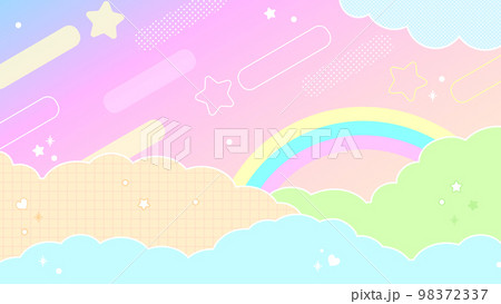 ゆめかわネオンの星空背景素材 98372337