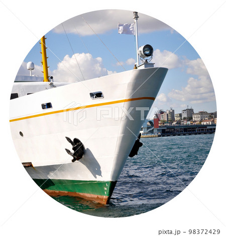 White cruise ship ferry transport, Sirkeci Istanbul Turkey White cruise ship ferry transport, Sirkeci Istanbul Turkey 98372429