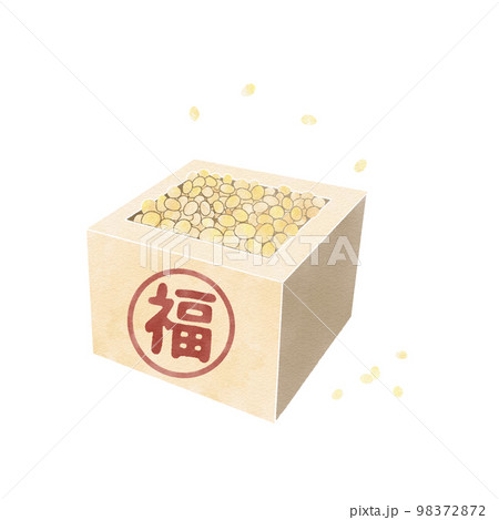 福豆　日本の年中行事「節分」の水彩イラスト 98372872