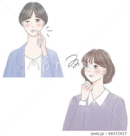 肌荒れやコンプレックスに悩む女性 肌荒れやコンプレックスに悩む女性 98372917