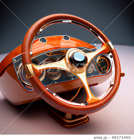 Steering wheel on luxury yacht. Steering wheel on luxury yacht. 98373460