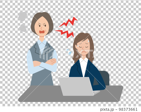 部下の女性を怒鳴りつける上司 98373661