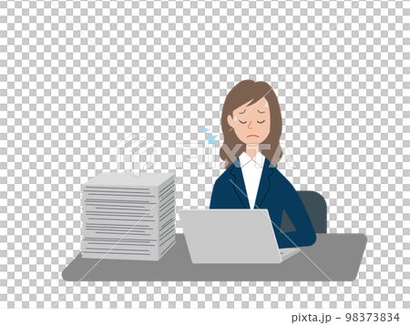 A business woman who is troubled by an excessive amount of work 98373834