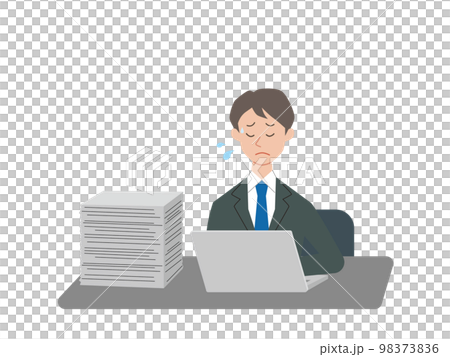 A businessman who is troubled by an excessive amount of work A businessman who is troubled by an excessive amount of work 98373836