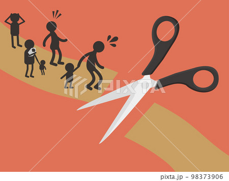 避難経路を妨害された人々＿背景オレンジ 98373906
