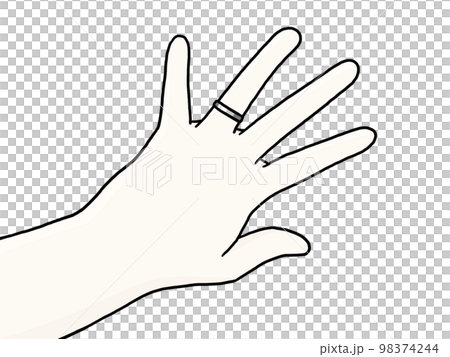 無名指上戴戒指的手的插圖(白手) 無名指上戴戒指的手的插圖(白手) 98374244