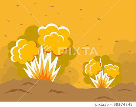 爆発風景イラスト背景オレンジ 爆発風景イラスト背景オレンジ 98374245