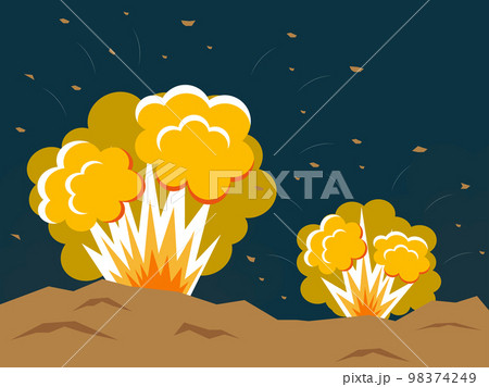爆発風景イラスト背景紺色 爆発風景イラスト背景紺色 98374249