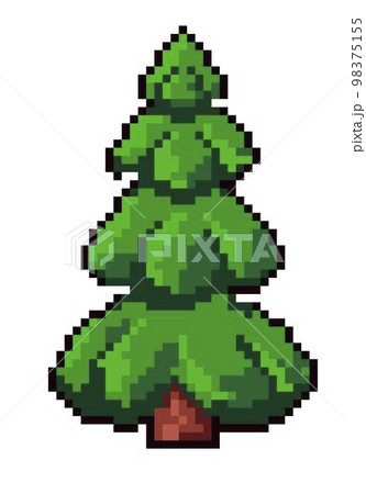 Pixelated pine tree for game setting, 8 bit vector Pixelated pine tree for game setting, 8 bit vector 98375155