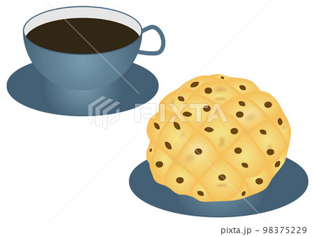 「チョコチップメロンパン」と「コーヒーカップ」 「チョコチップメロンパン」と「コーヒーカップ」 98375229