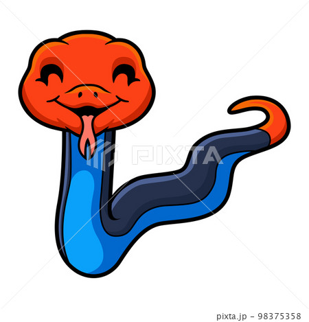 Cute red headed krait snake cartoon Cute red headed krait snake cartoon 98375358
