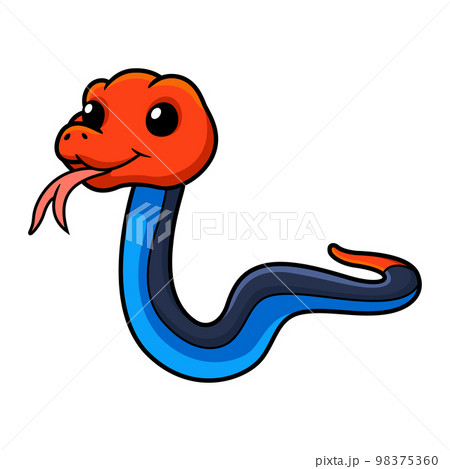 Cute red headed krait snake cartoon Cute red headed krait snake cartoon 98375360