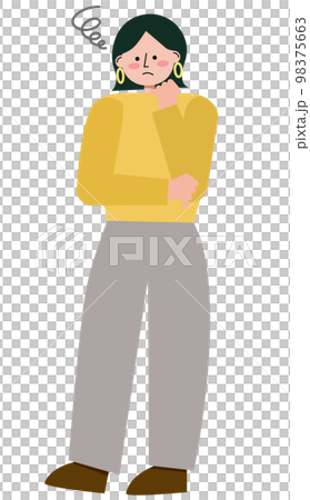 困りごとがあって考えている女性のイラスト 98375663