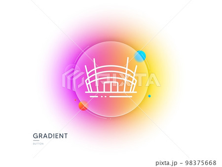 Arena stadium line icon. Gradient blur button with glassmorphism. Competition building sign. Sport complex symbol. Transparent glass design. Arena stadium line icon. Vector 98375668
