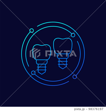 dental implants line icon, vector 98376197