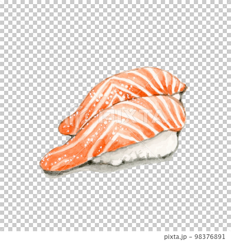 サーモンの握り寿司【手描き水彩】 98376891