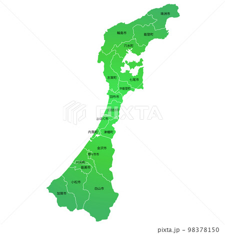 石川県と市町村地図 98378150