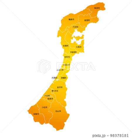 石川県と市町村地図 98378181