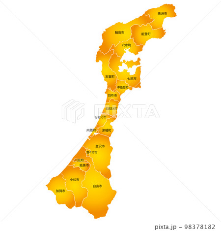 石川県と市町村地図 98378182