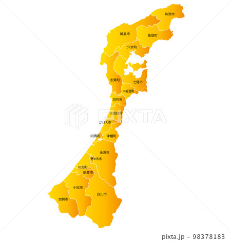 石川県と市町村地図 98378183