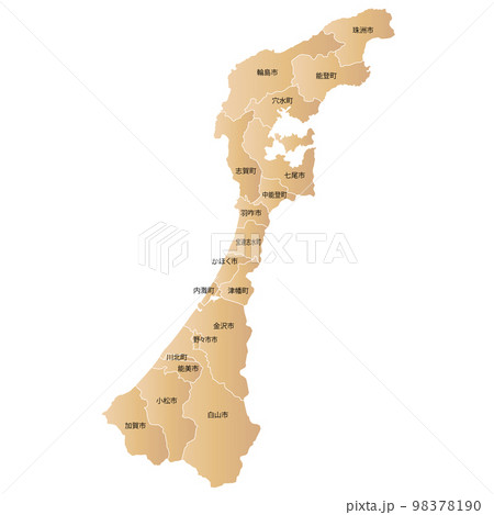 石川県と市町村地図 98378190