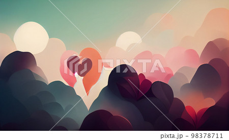 Abstract colorful wallpaper in concept of romantic love. Generative AI. 98378711