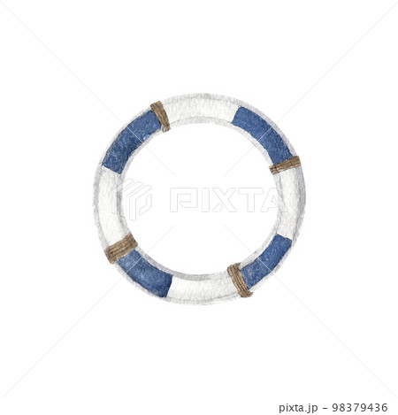 Watercolor painting of Boat steering wheel from wood.  98379436