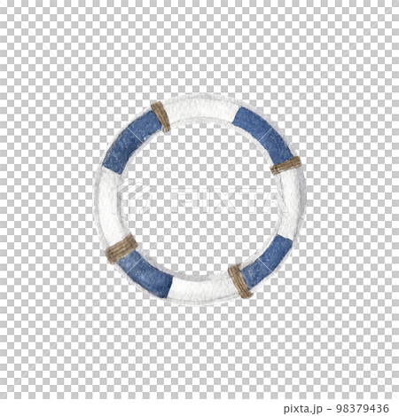 Watercolor painting of Boat steering wheel from wood.  98379436