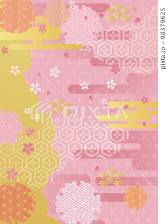 和柄ピンク背景_縦型1580 98379625