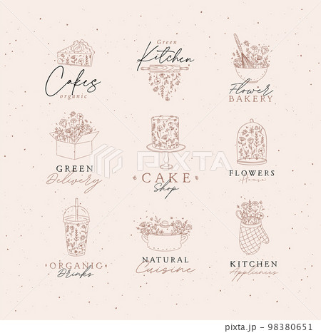 Sweets cooking appliances labels coffee color Sweets cooking appliances labels coffee color 98380651