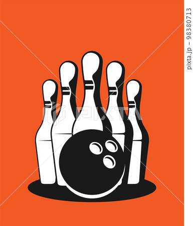 Bowling ball and pins isolated on background Bowling ball and pins isolated on background 98380713