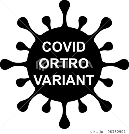ORTRO. Variant ORTRO. Ortro covid. New variant of the SARS-CoV-2 coronavirus. Subvariant of Omicron. Design horizontal. Virus design and black text. Coronavirus. 98380901
