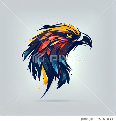 3D origami bird face, eagle 98381034