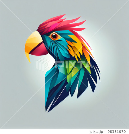 3D origami bird face, parrot 3D origami bird face, parrot 98381070