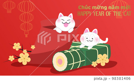 Year of the cat with banh chung and banh tet Year of the cat with banh chung and banh tet 98381406