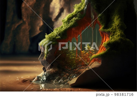 幻想的な異世界の川の風景 98381716