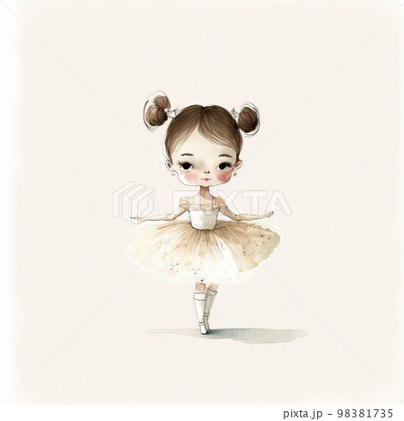 ポップで可愛い絵柄で描かれたバレリーナのイラストのイラスト素材