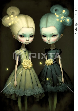 ミステリアスな双子のドール達 98381786