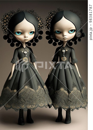 ミステリアスな双子のドール達 98381787