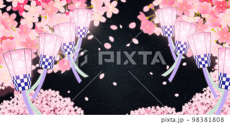 桜　桜まつり　夜桜　背景素材 98381808