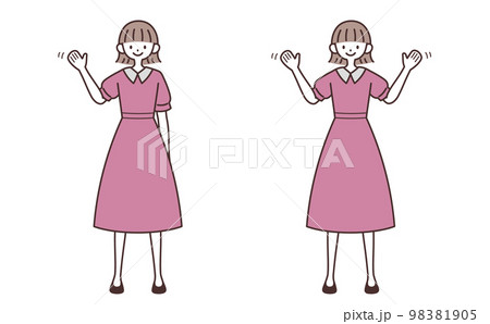 手を振る女性 手を振る女性 98381905