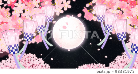 桜 桜まつり 夜桜 背景素材 桜 桜まつり 夜桜 背景素材 98381975