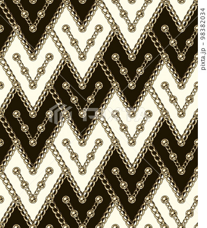 Diagonal rhombus pattern with gold chains, beads. 98382034