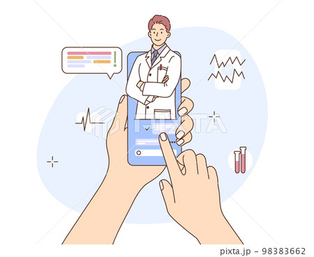 Smartphone screen with male therapist on online consultation Smartphone screen with male therapist on online consultation 98383662