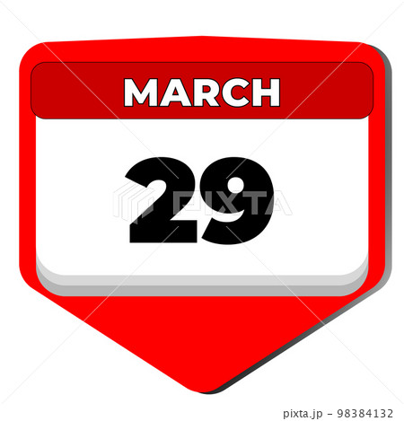 29 March vector icon calendar day. 29 date of March. Twenty ninth day of March. 29th date number. 29 day calendar. Twenty nine date. Vietnam War Veterans 98384132