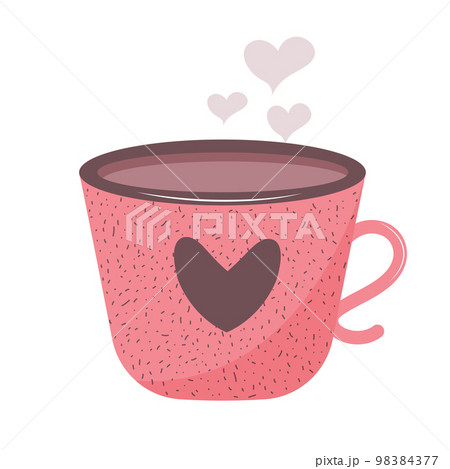 Hot cocoa mug with heart. Valentine's day design element. Hot cocoa mug with heart. Valentine's day design element. 98384377