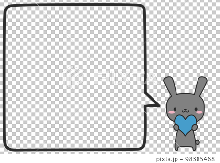 A simple square frame with a rabbit holding a blue heart A simple square frame with a rabbit holding a blue heart 98385468